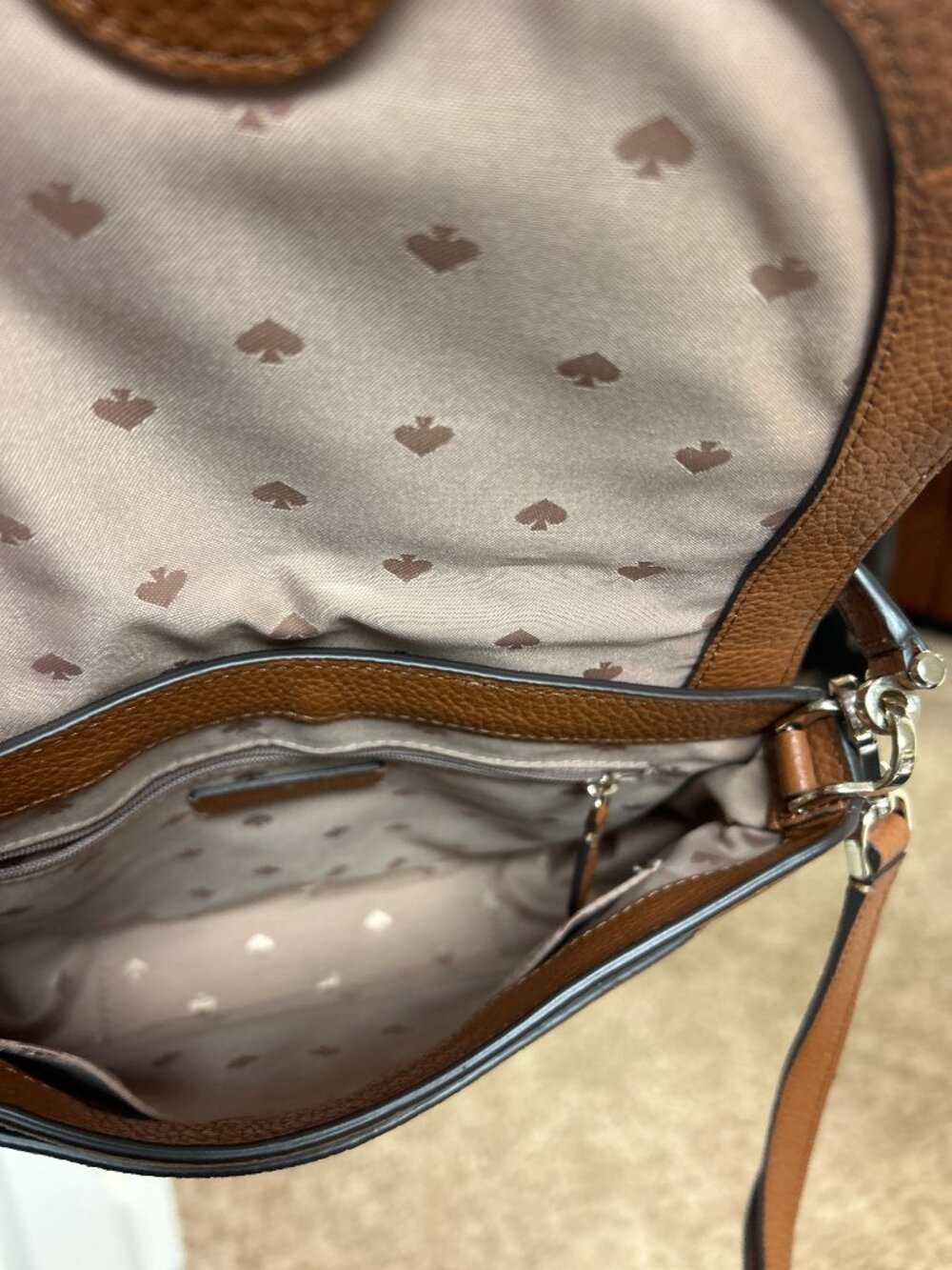 EUC Kate Spade Brown Crossbody Handbag with zippered flap - Picture 3 of 5